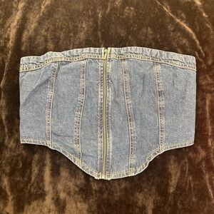 Denim Corset Top with Zipper